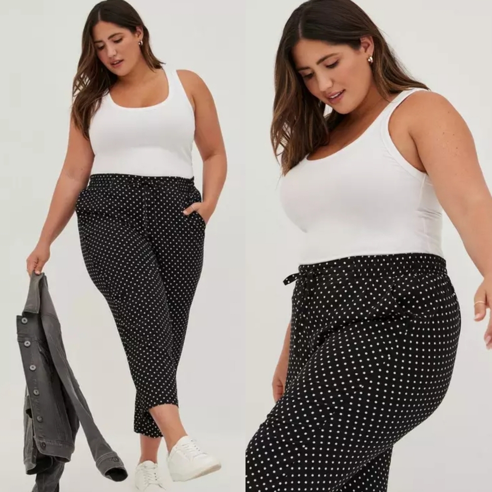 NWT Torrid Relaxed Taper Stretch Challis High-Rise Tie-Front Pant